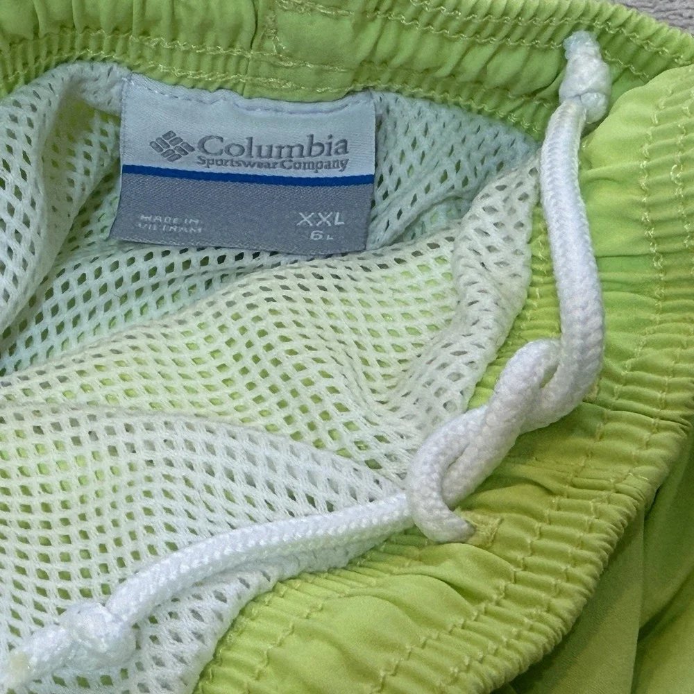 Columbia Omni Shade Swim Trunks Mens XXL Bright Yellow Elastic Waist Mesh Lining